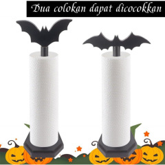 木製ペーパータオルホルダーハロウィンテーマデスクトップ装飾ナプキンホルダーキッチン垂直使い捨て雑巾ペーパータオルホルダー