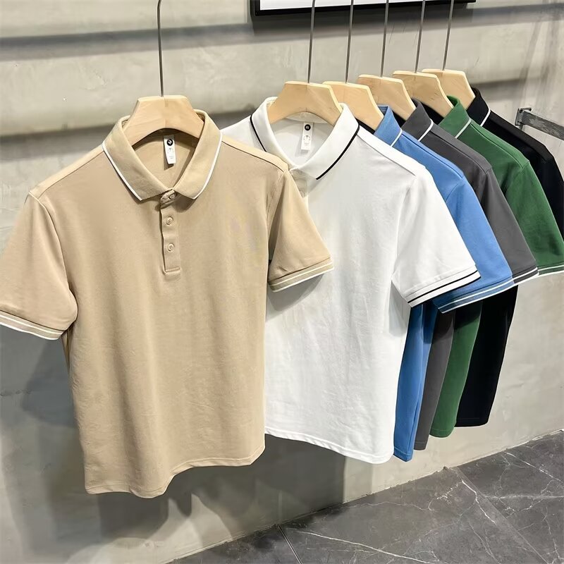 Camisas de manga corta con solapa, camisetas de verano de moda para hombres, camisetas coreanas delgadas, nuevas camisetas de polo de estilo universal.