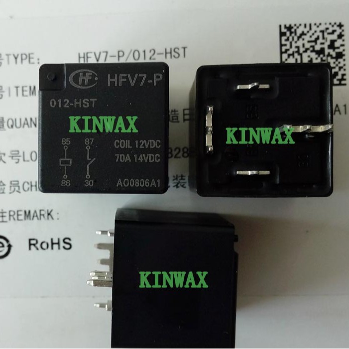 HFV7/006-H4PTM-D 汽车继电器HONGFA一组常开4脚70A14VDC焊脚