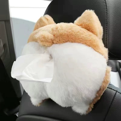 Car tissue box/set — Box Car Interior Decoration Hanging - corgi-butt-tissue-box