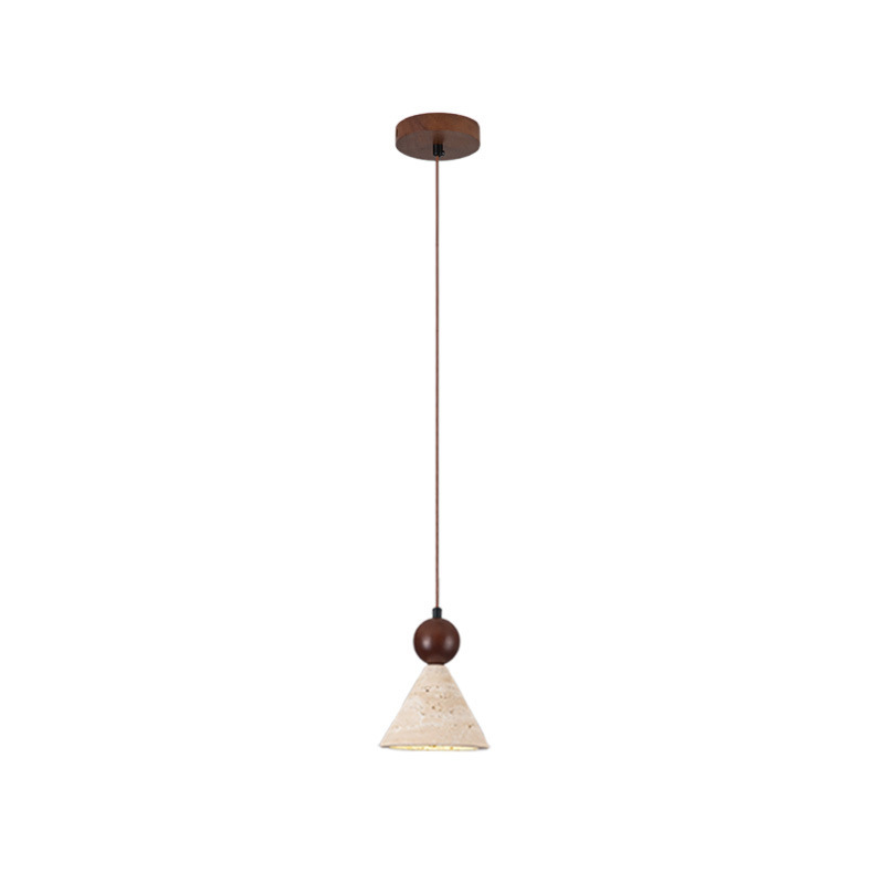 Restaurante Huang Qiang Chandelier de cabezal de cama Chandelier estilo antiguo tranquilo dormitorio pequeño crema retro simple agujero creativo estilo de piedra