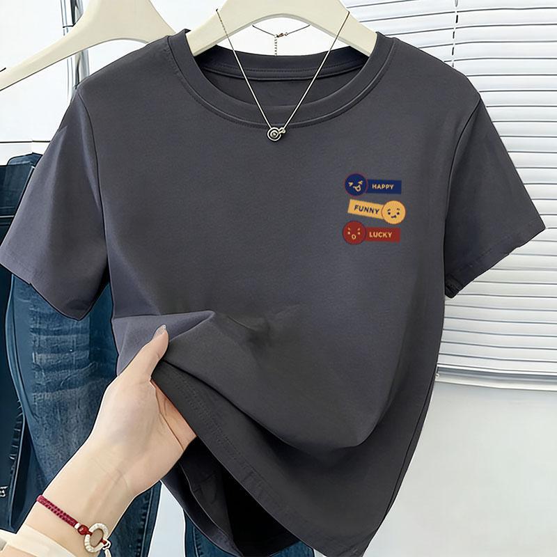 New Style Letter Print Trendy Korean Style Pure Cotton Breathable T-Shirt Short-Sleeved Round Neck Women's Top Ins Style Casual Trend New Style Letter Print Trendy Korean Style Pure Cotton Breathable T-Shirt Short-Sleeved Round Neck Women's Top Ins Style Casual Trend