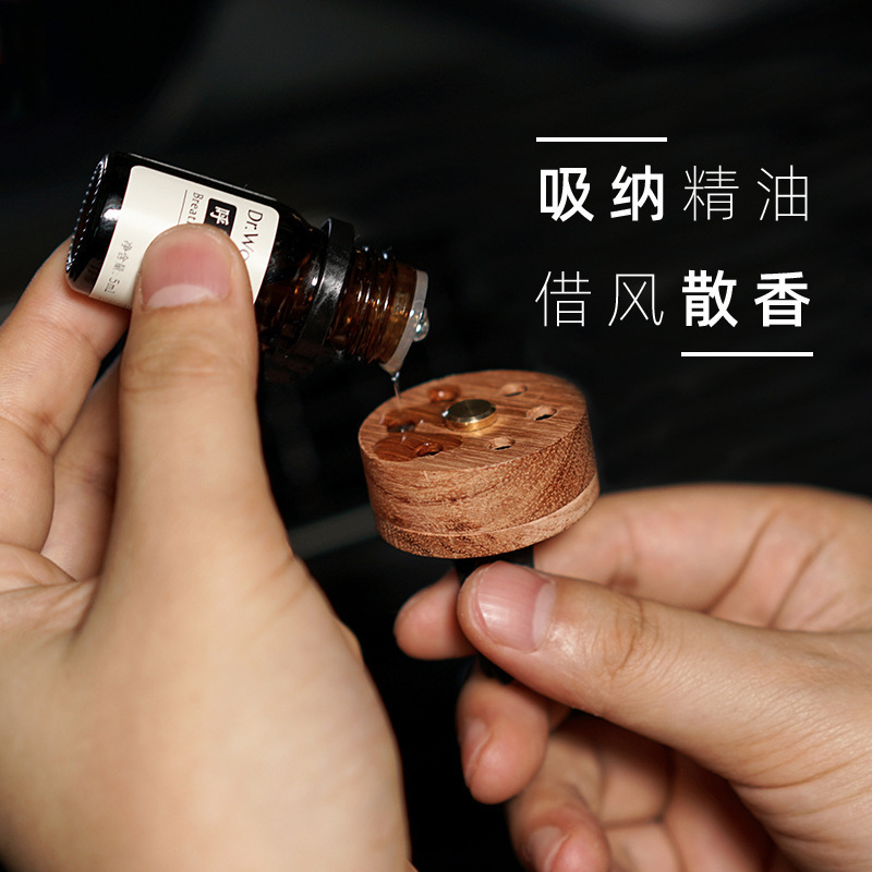 Solid wood car air outlet diffuser essential oil aromatherapy Rosewood wooden car aromatherapy volcanic stone diffuser