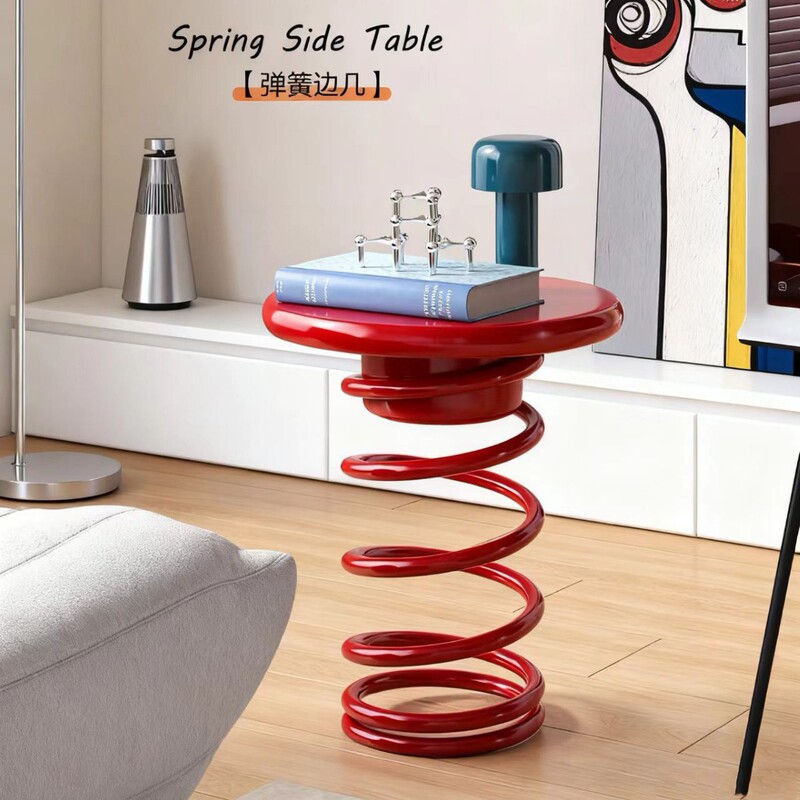 Trendy Creative Dopamine-Style Spring Side Table, Minimalist Bedroom Bedside Table, Nordic Home Living Room Sofa Cream Coffee Table