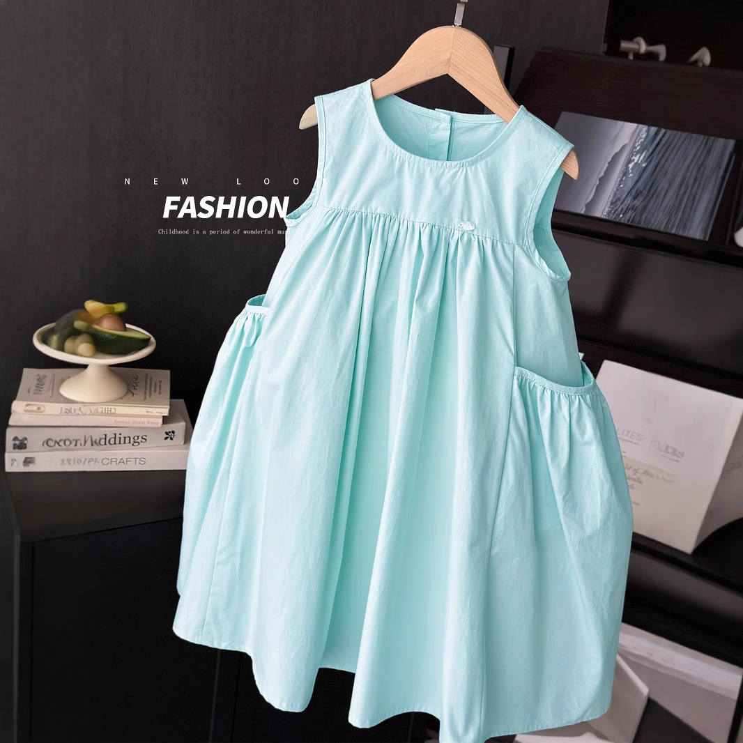 Girls' Summer Dress New Style Fashionable Children's Summer Vest Dress Little Girl Sleeveless Fashion Princess Dress Trendy