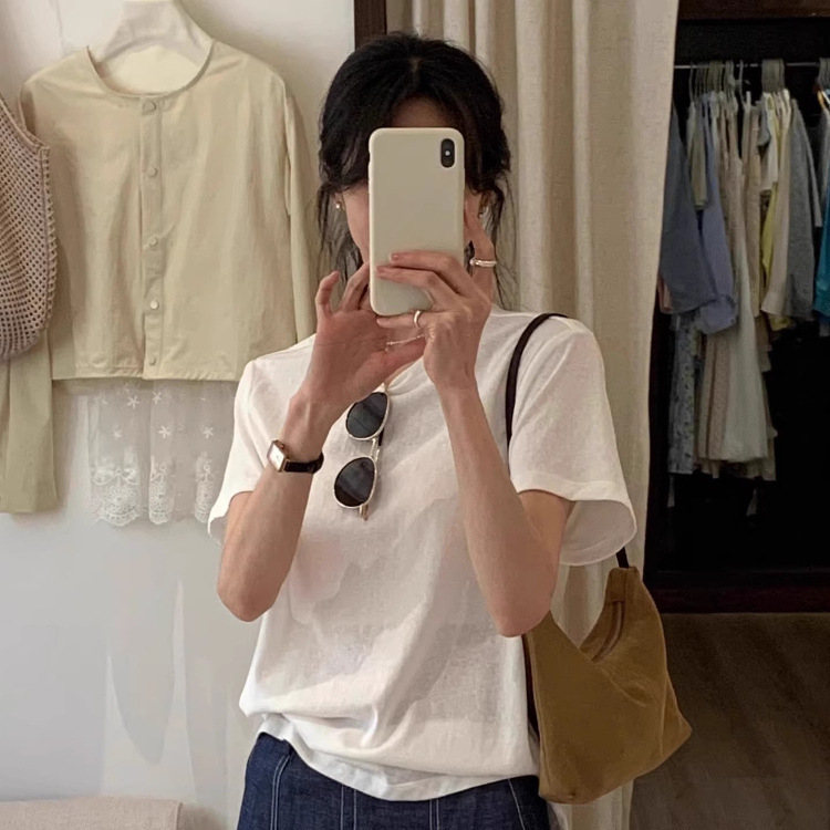 2025 バック中空ショルダー半袖 Tシャツレディース夏クールスノーフレーク薄い夏着用美しいトップ|undefined