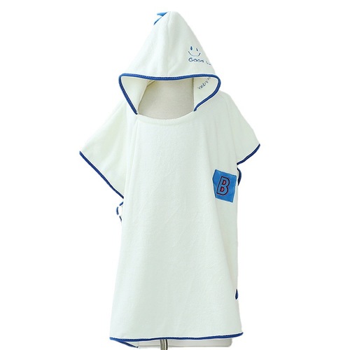 Cross-border baby bath robe, cartoon wearable hooded absorbent thick coral velvet children's cloak towel