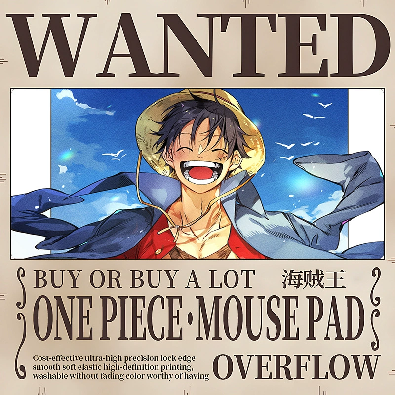 Коврик для мыши увеличенный One Piece Luffy коврик для мыши Solong женский аниме двухмерный утолщённый с застёжкой край столовый подкладка