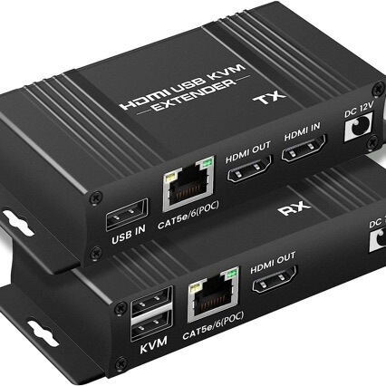 HDMI KVM Extender 60M USB Ethernet Extender Cat 5e/6/7 Cable 1080P POC Power Supply HDMI KVM Extender 60M USB Ethernet Extender Cat 5e/6/7 Cable 1080P POC Power Supply