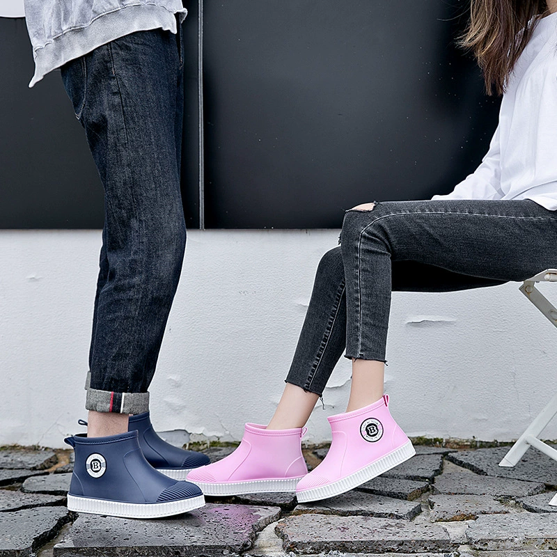 Модные новые дождевые сапоги Cross-Border на флисовой подкладке, женские короткие теплые дождевые сапоги, водные сапоги, Нескользящие сапоги для автомойки, кухонная обувь, резиновая обувь