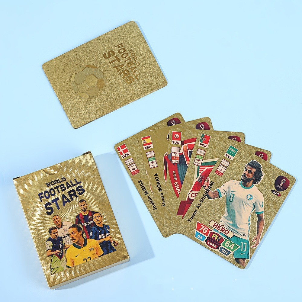 Copa del Mundo de fútbol tarjetas de lámina de oro estampado tarjetas flash Copa del Mundo de Europa Cromesi estrella tarjetas de colección 55