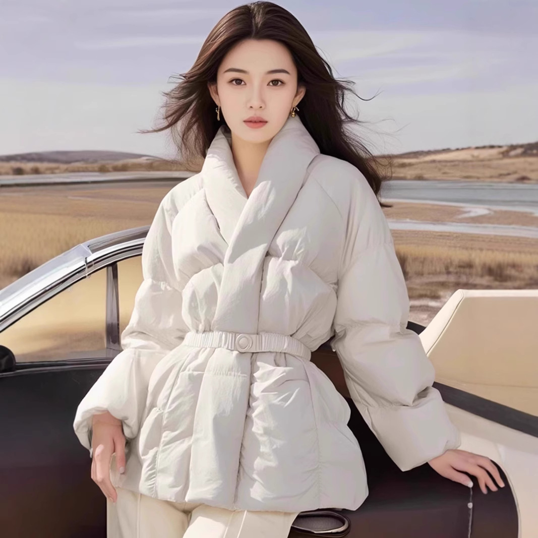 틈새 허리 여성 다운 재킷 겨울 새로운 한국식 슬림-신형 중국식 화이트 덕 다운 따뜻한 빵 자켓