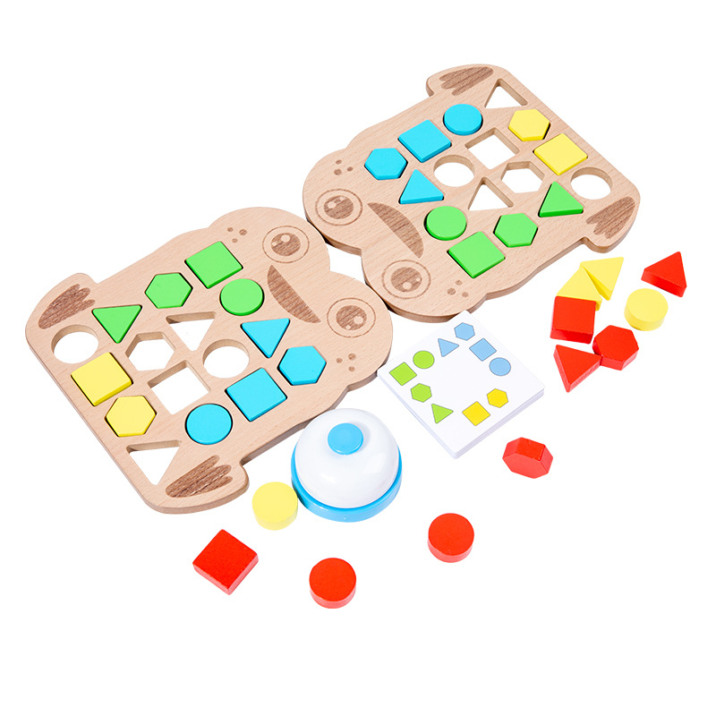 Rompecabezas tridimensional para dos personas contra bloques de construcción geométricos, color y forma, cognición, interacción entre padres e hijos, juguetes educativos para la educación temprana de los niños