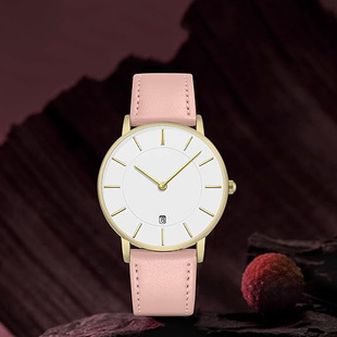 Customized watch neutral minimalist fashion minimalist wrist simulation date leather strap waterproof couple watch