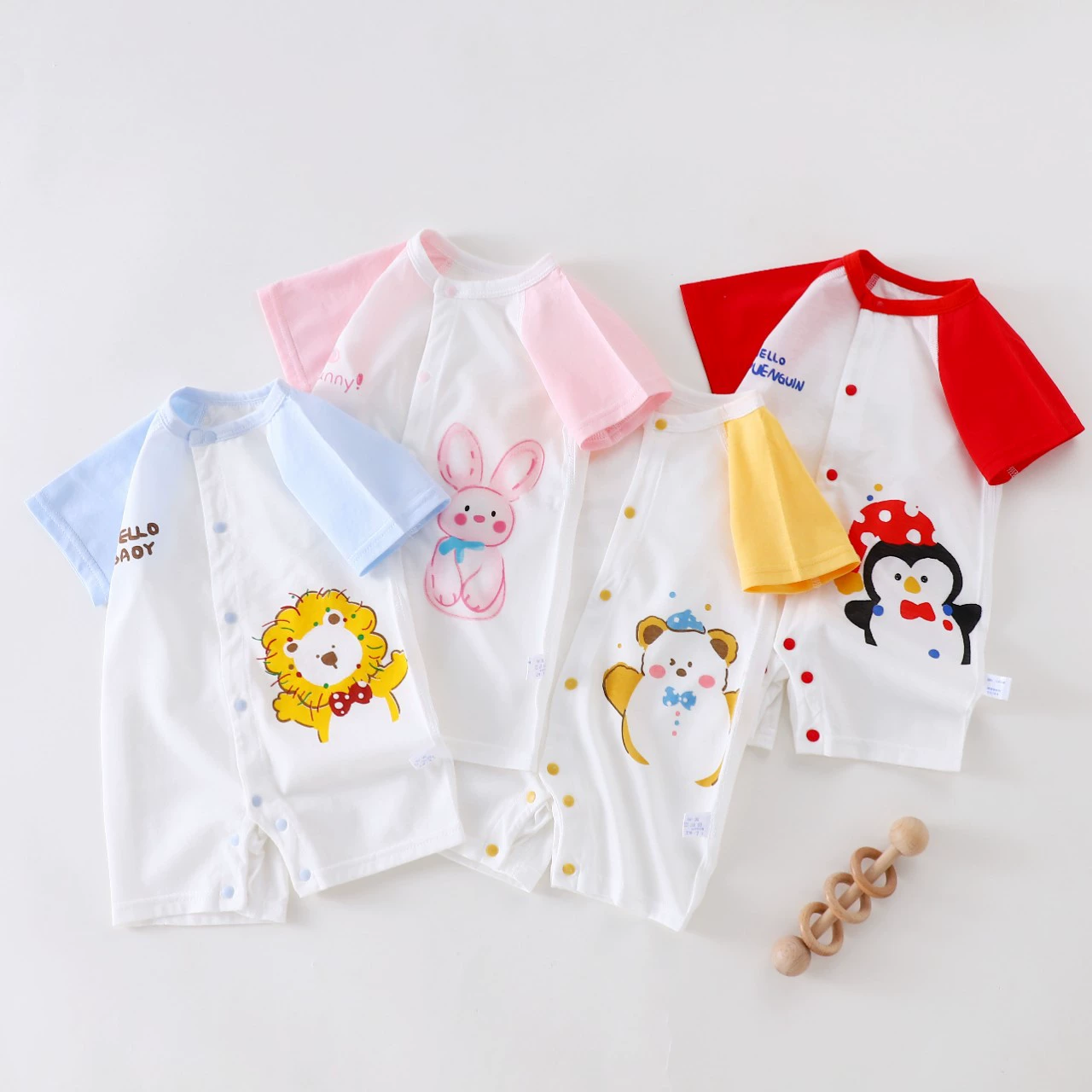 Children's summer cotton thin bodysuit to go out, pijama for new born