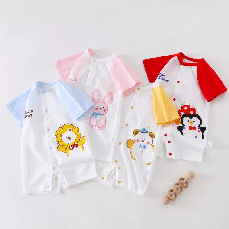 Children's summer cotton thin bodysuit to go out, pijama for new born