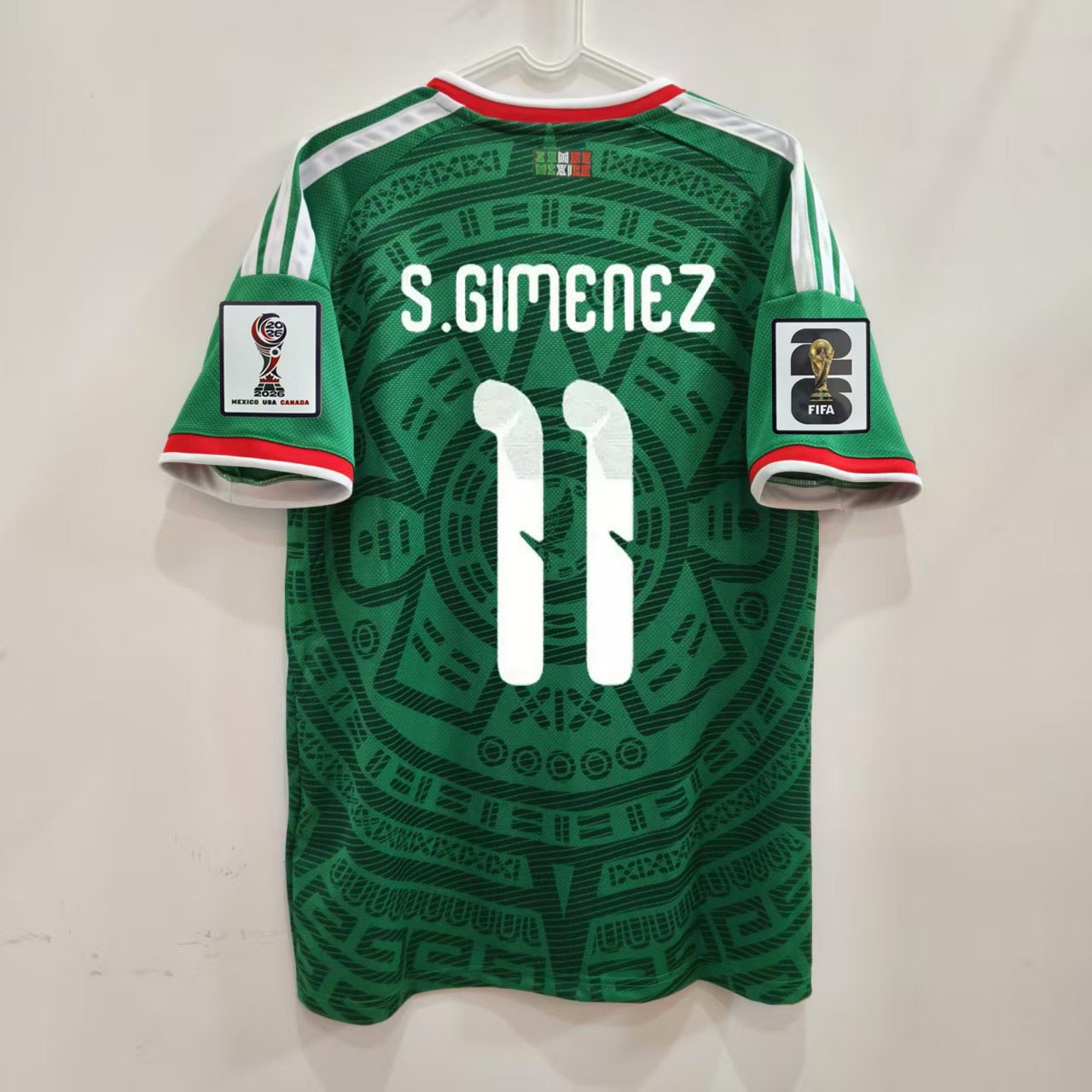 2026 World Cup Mexico home jersey number 9 Raul number 11 Jimenez football jersey fan short sleeve