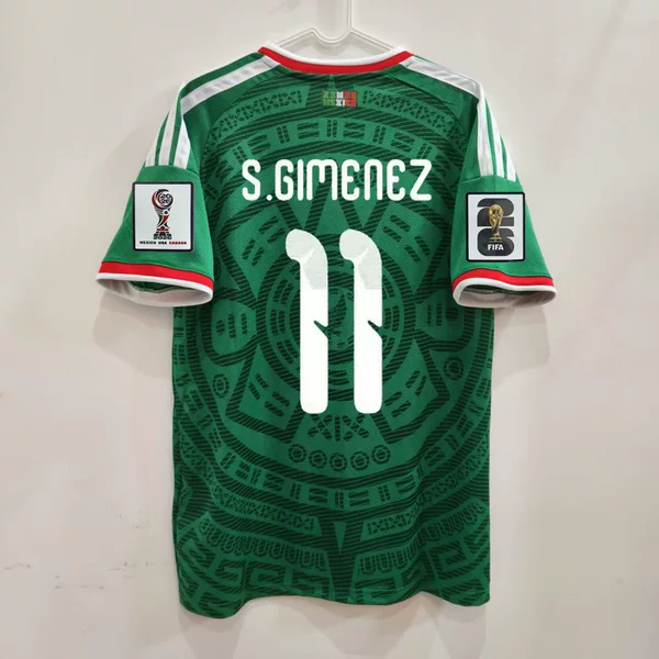 2026 World Cup Mexico home jersey number 9 Raul number 11 Jimenez football jersey fan short sleeve