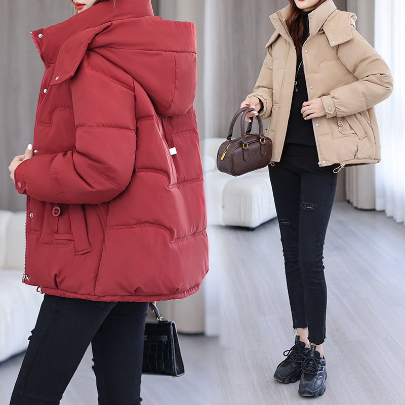 2025 nueva ropa de algodón corta coreana sombrero extraíble, chaqueta de algodón caliente de moda extranjera gruesa image 2