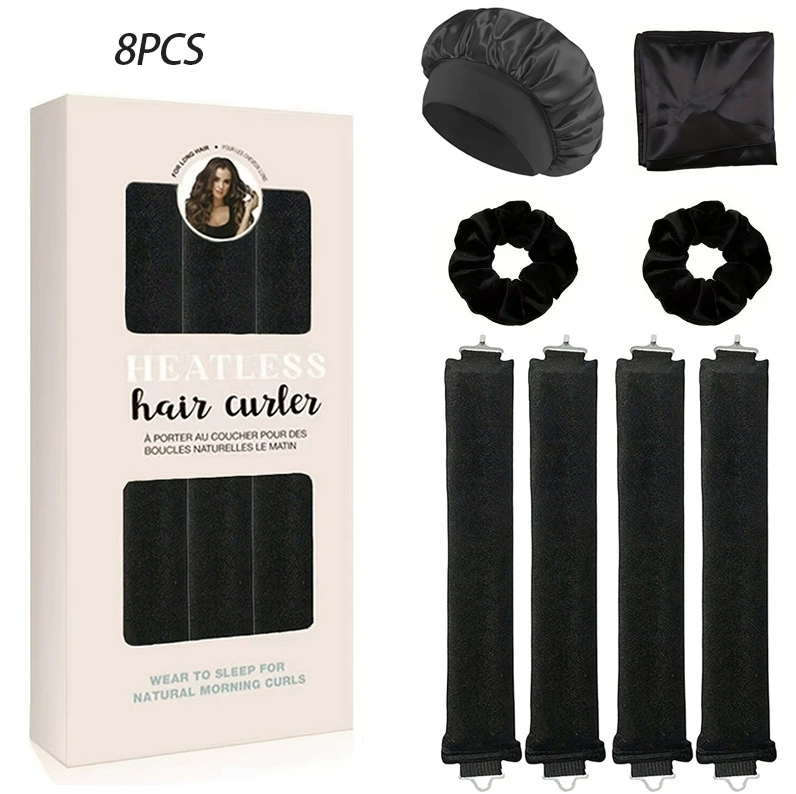 3-hook velvet hair curlers, big-wave sleep rollers set, multi-piece plush curling rods