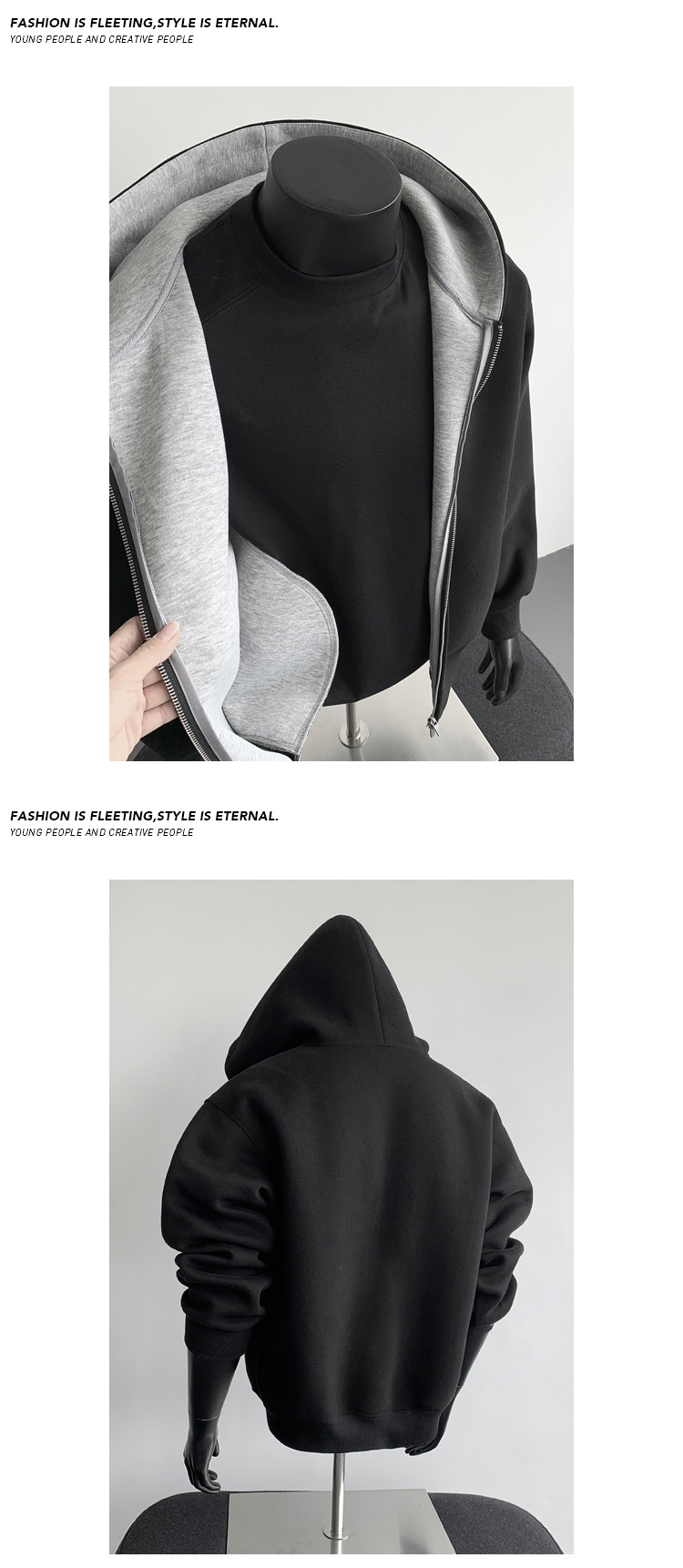 Schwerer Herren Kapuzenpullover Im Patchwork Style Oversized_voghion.com