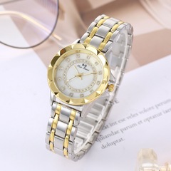 跨境新款手錶氣質奢華滿鑽女表不防水學生表石英機芯間金鋼帶表女