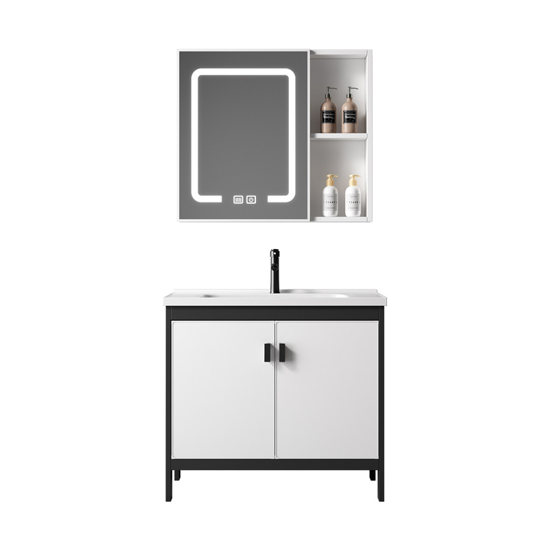 gabinete de baño de aluminio espacial combinado lavabo lavabo cerámica integrado lavabo lavabo inodoro inteligente