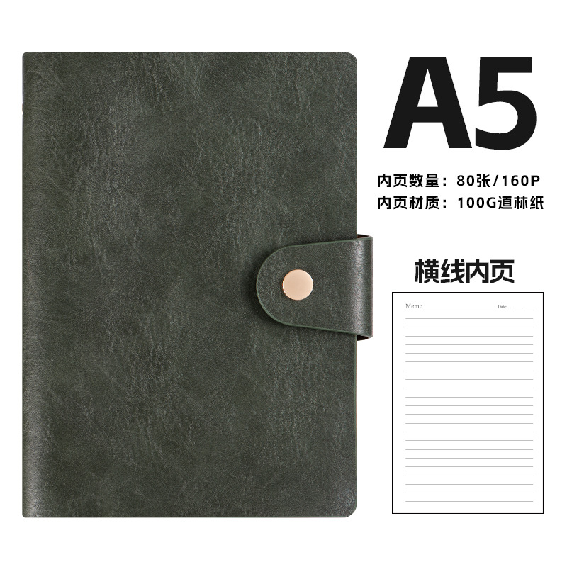A5 レトロ牛革ビジネスノートブック卸売バックルオフィスレザーバインダーメモ帳カスタマイズ