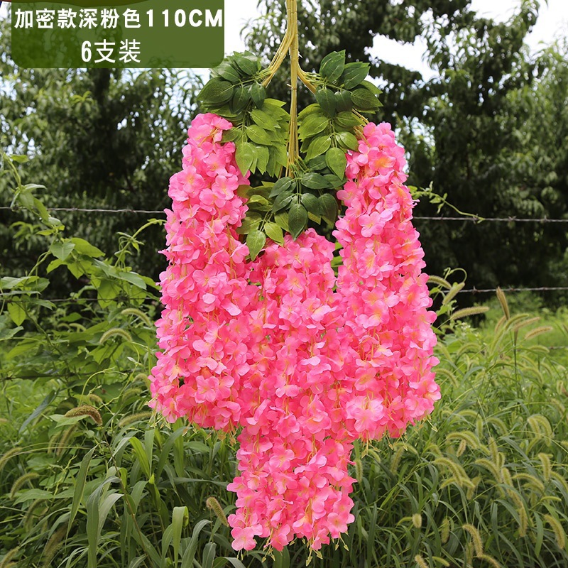 Flor de glicina de simulación al por mayor decoración flor colgante flor falsa ratán violeta techo de boda enredadera de plástico planta colgante