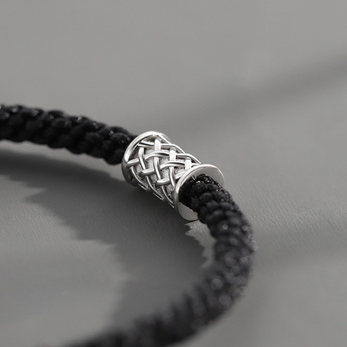 925 silver-plated bracelet men's trendy niche design ins cold style retro trend simple boys' braided bracelet jewelry