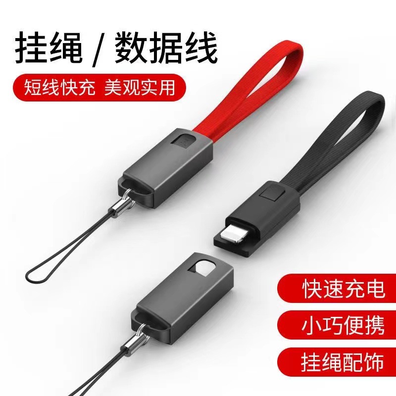 Charging treasure data cable fast charging short portable key chain lanyard for Apple Android type-c charging line