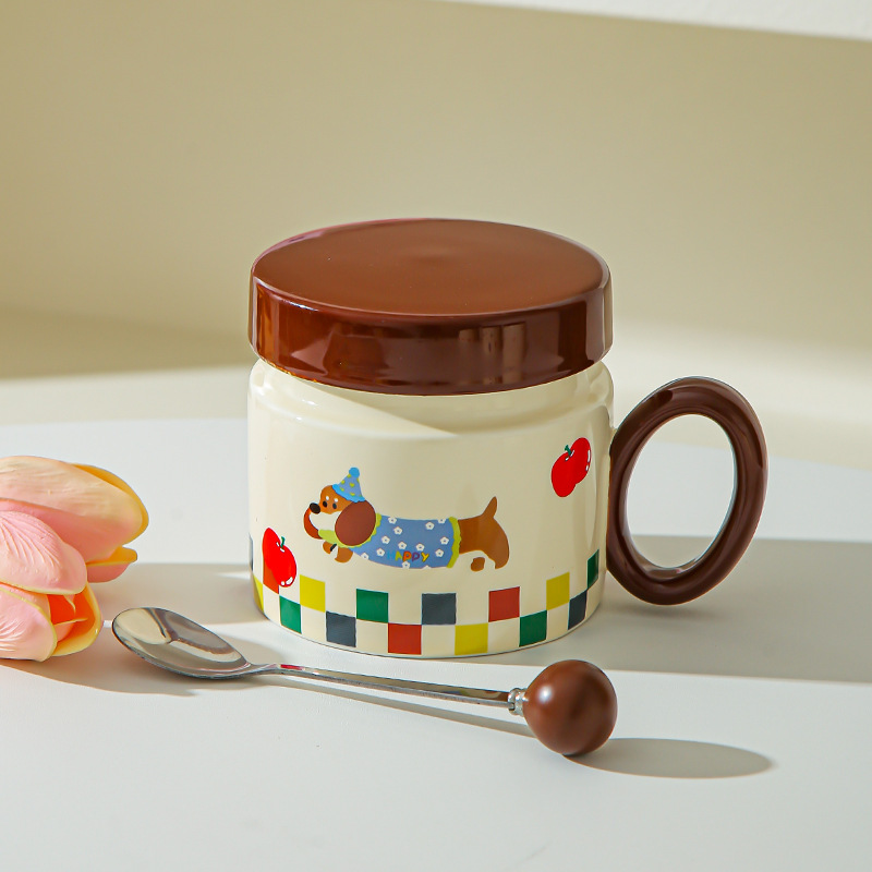 Taza de perro salchicha para chicas lindas tazas de agua caseras nuevas tazas de café de desayuno tazas de cerámica de café pareja