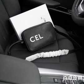 S琳相机光滑牛皮革邮差包黑色/印花包男中号斜挎包单肩包实拍图片