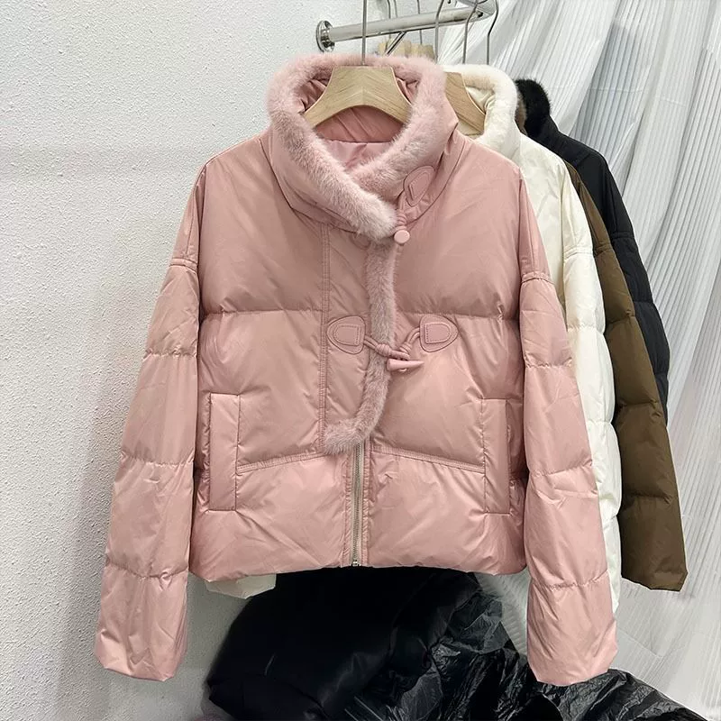 Пуховик корейского кроя, короткая модель для подростков, заполнен пухом, S–2XL
