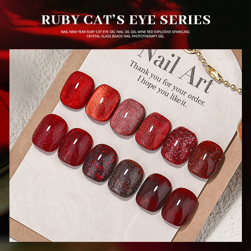 Otoño y invierno atmósfera rubí ojo de gato pegamento de manicure blanco popular vidrio de cristal pegamento de fototerapia especial para la tienda de uñas