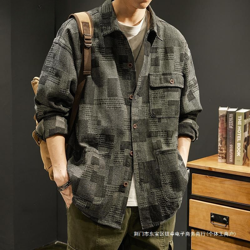 Sense Thickened Long Sleeve Shirt Men's Spring Trendy Brand Large Size Top American Style Work Shirt Spring and Autumn Men's Coat