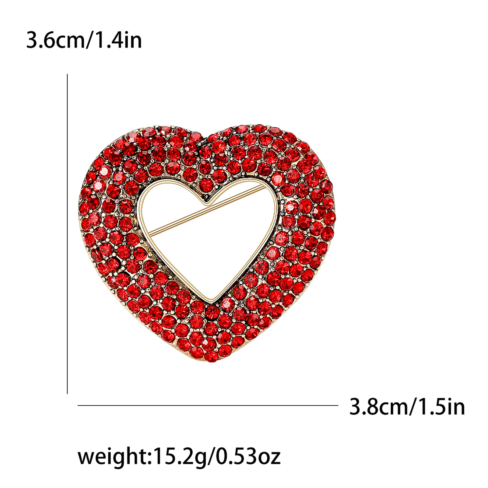 Vintage Style Pin Heart Shape Alloy Rhinestones Women's Brooches display picture 8