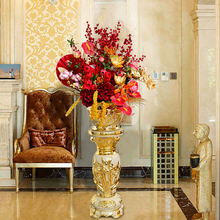 客厅落地大花瓶摆件欧式家居装饰品酒店大堂别墅工艺品仿真花套装