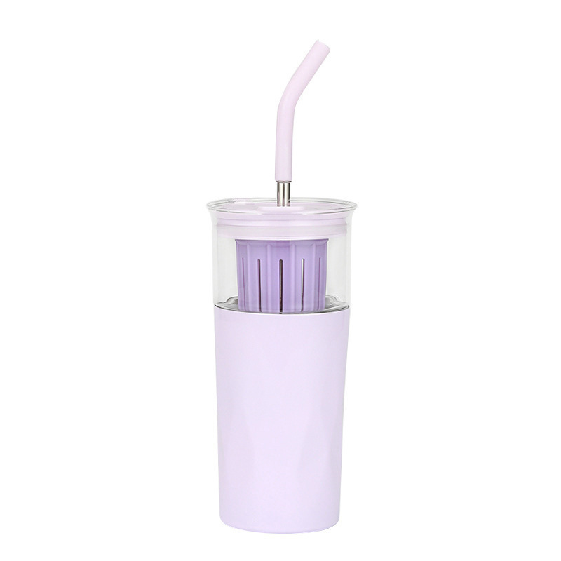 Taza de aislamiento de vidrio de alta borosilicona 304 acero inoxidable de doble capa portátil taza de agua de oficina
