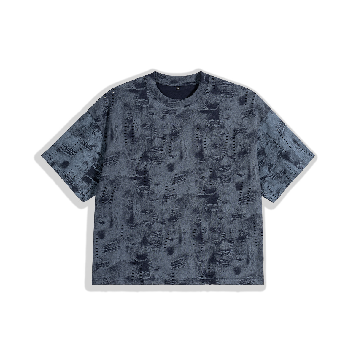 ETAI Hombre| Suelta corta desgastada camiseta vaquín hombre de alta calidad pesada texturas vaquerinas de algodón hombre mangas cortas image 7