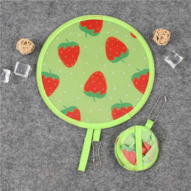 卡通折叠扇迷你学生涤纶布飞盘扇彩色礼品广告扇团扇定 制印logo