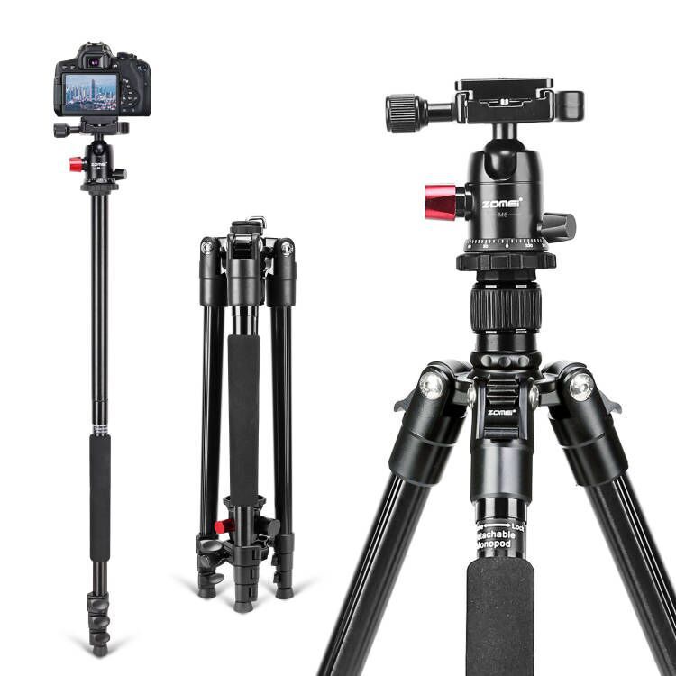 Camera tripod 4 tube M6 photography camera mobile phone live support aluminum alloy large diameter large PTZ reverse folding