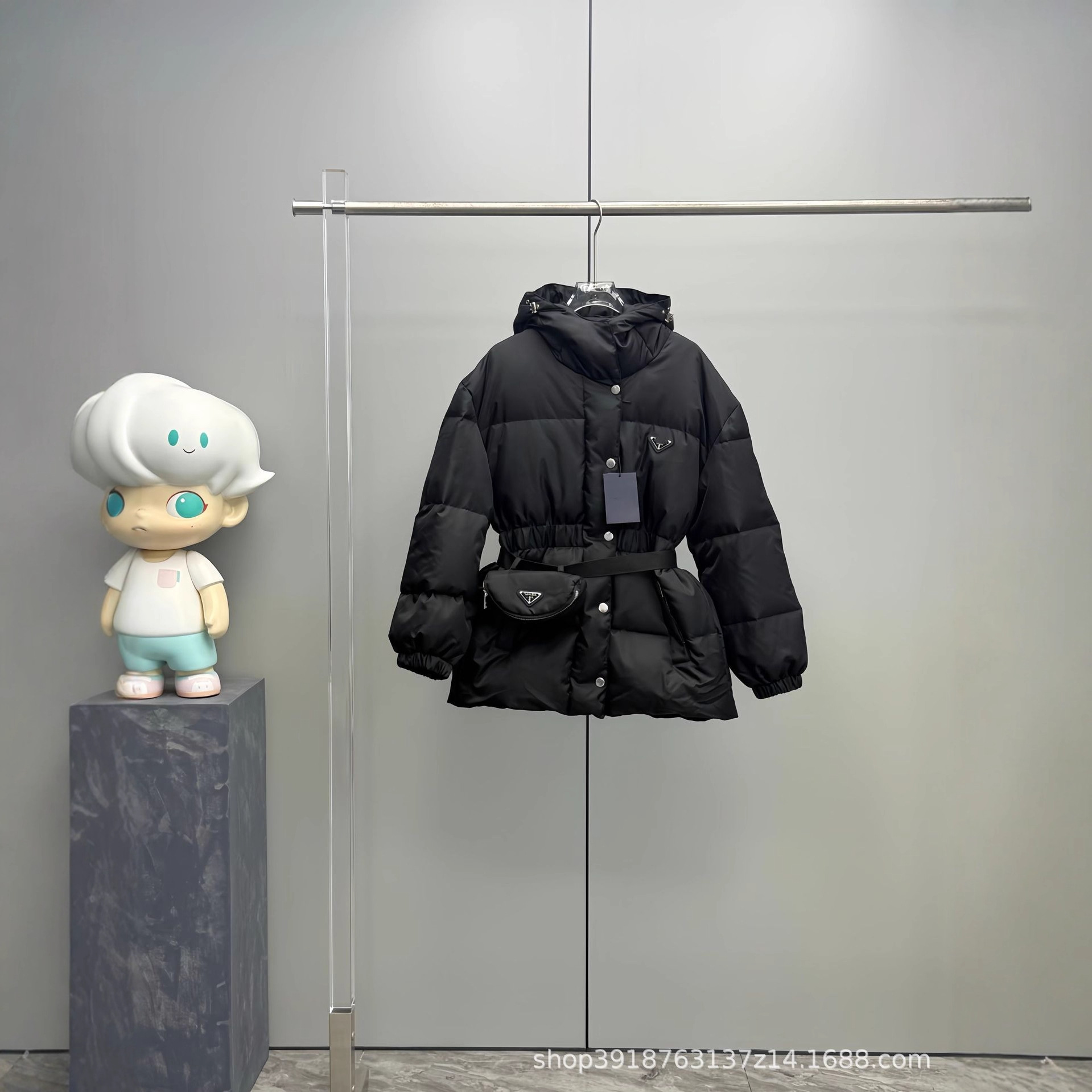 P Brand Autumn and Winter 90% down High-End Slim-Fit Hooded Recycled Nylon Long down Jacket