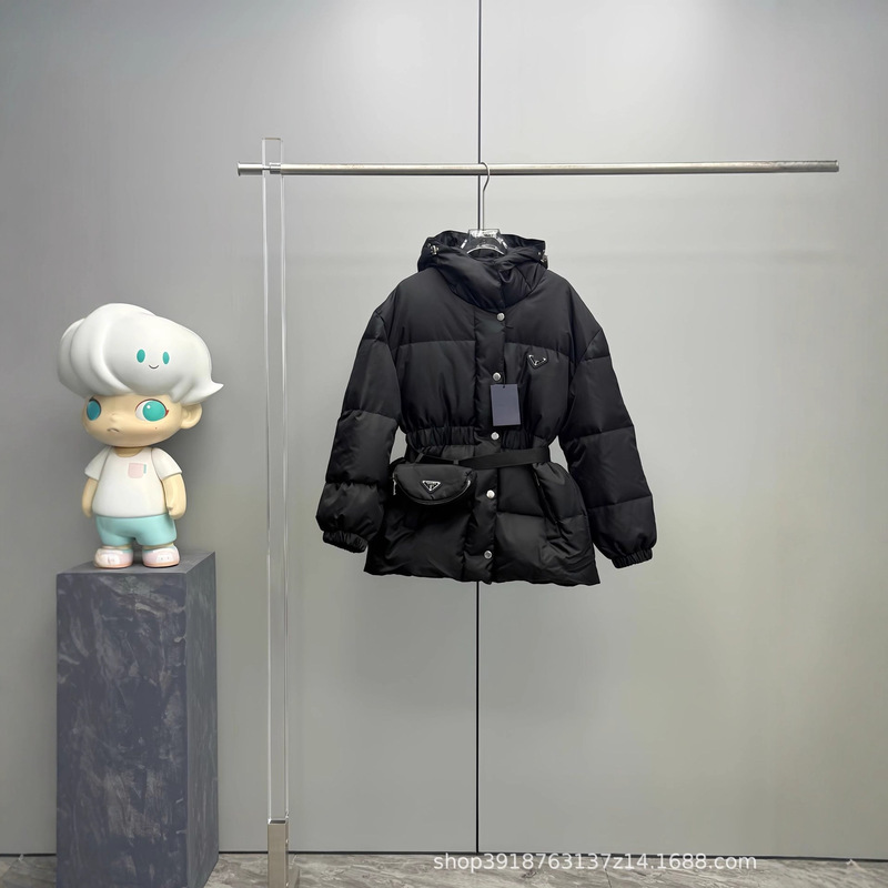 Dujia Pjia Autumn and Winter 90 Velvet New Style Classy Ant Waist Slim Hooded Recycled Nylon Long down Jacket