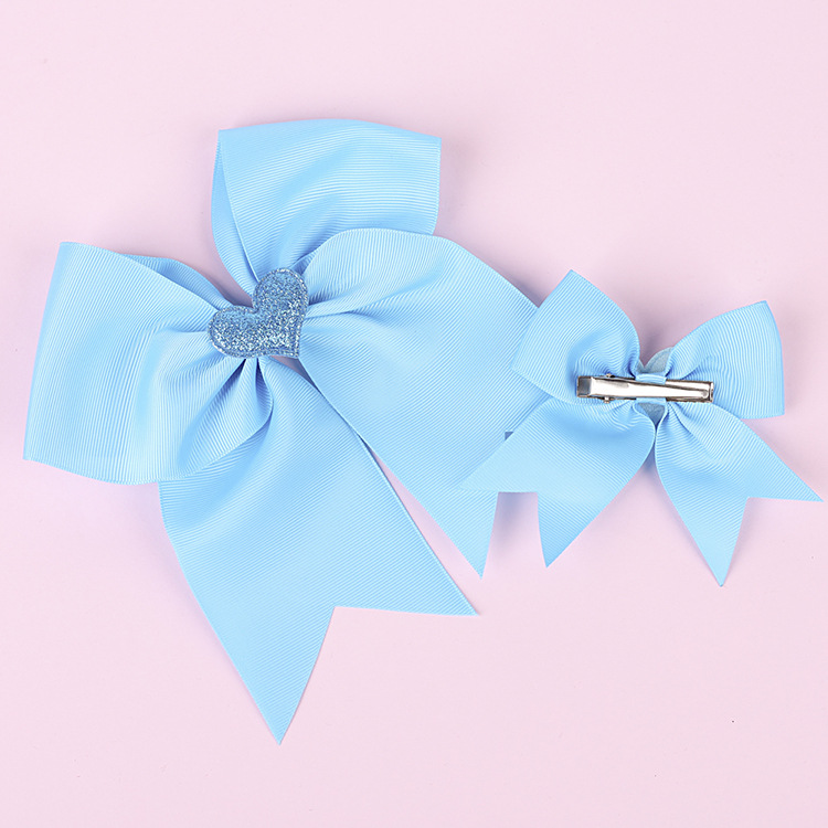 Children's Swallowtail Bow Two-piece Solid Color Love Rubber Band Hairpin display picture 4