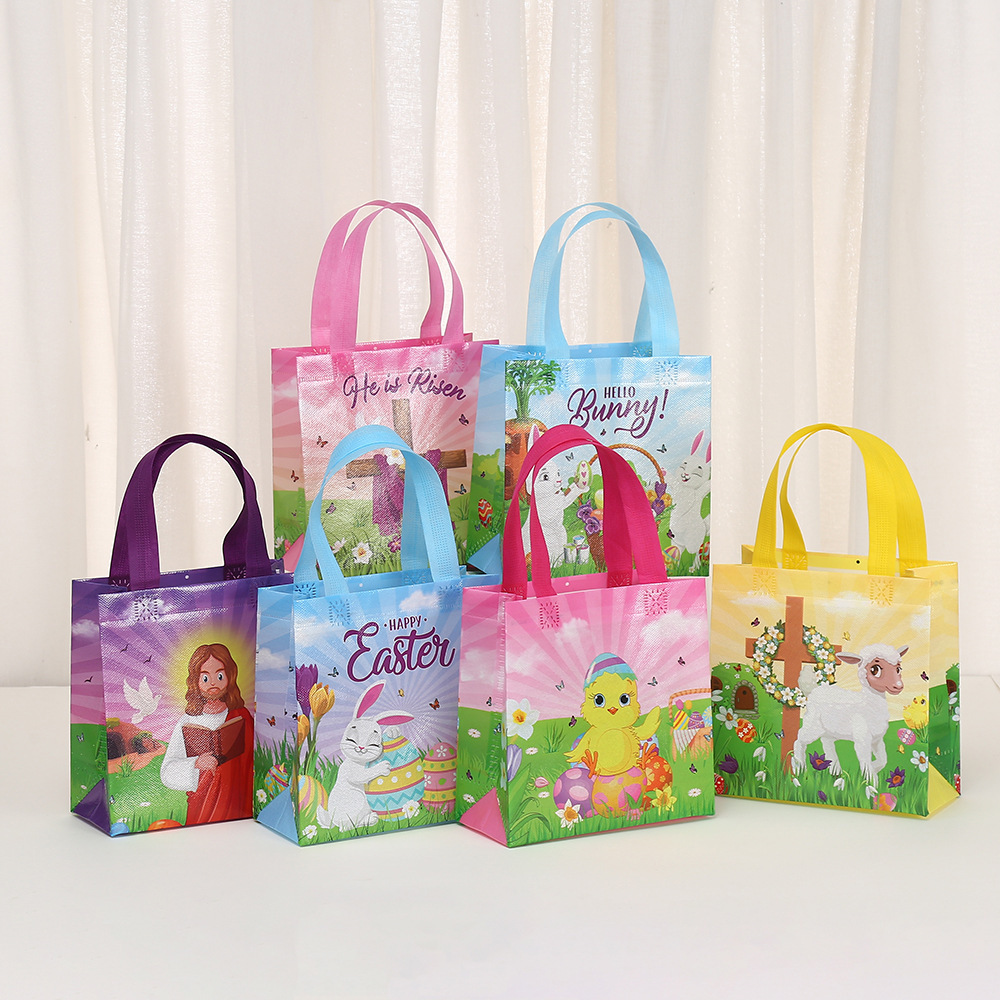 卡通兔子无纺布袋礼品包装袋大容量手提购物袋节日派对礼品袋