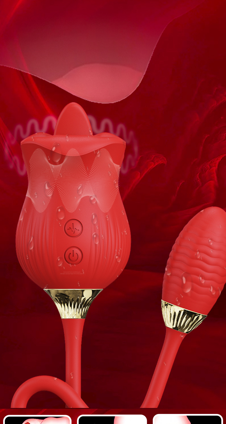 Rose Lip Tongue Licking Vibrator, Purple Silicone & ABS Clitoral Massager for Adults — detail image 5
