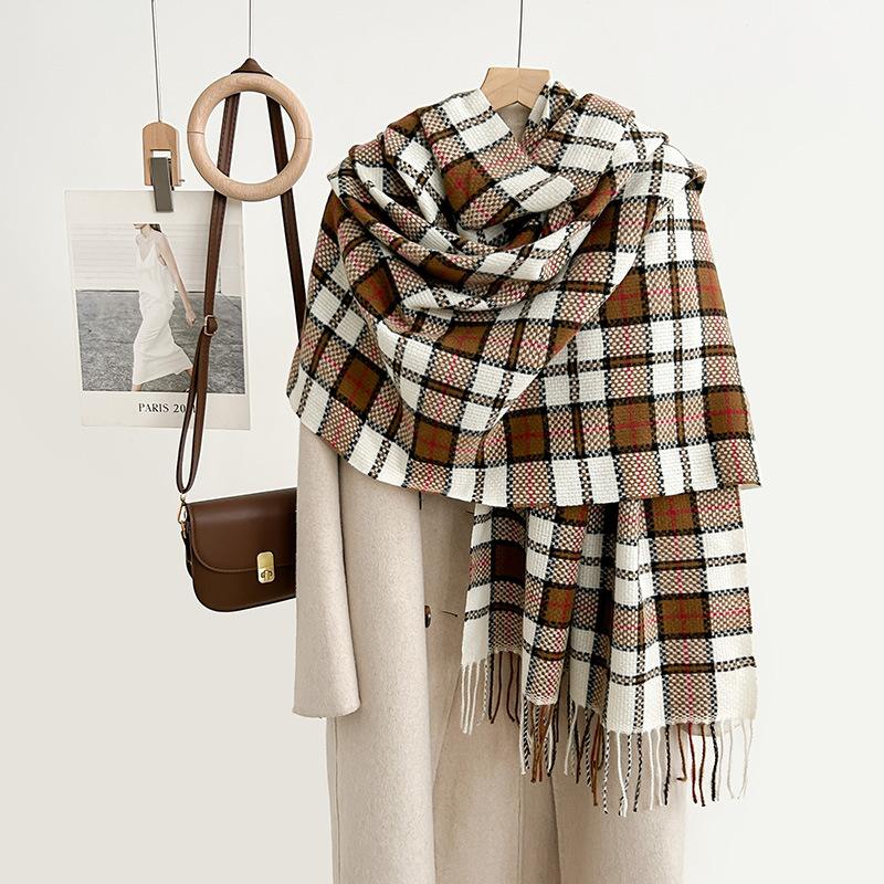 Otoño y invierno de alta calidad moda bufandas de tela de tela de tela coreana temperamento dulce y elegante imitación de cachemir calentamiento veloz chal image 5