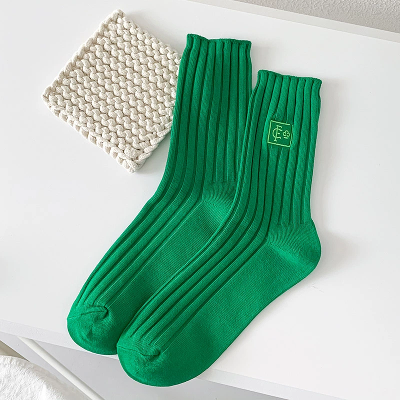 Knee Socks (Tide) Embroidered Fashion Socks, South Korea Style, One Size, Colorful