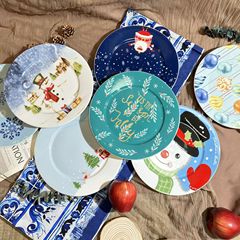 新品レトロins10インチクロスボーダー雰囲気感クリスマスセラミック漫画高温エコボウル食器セット